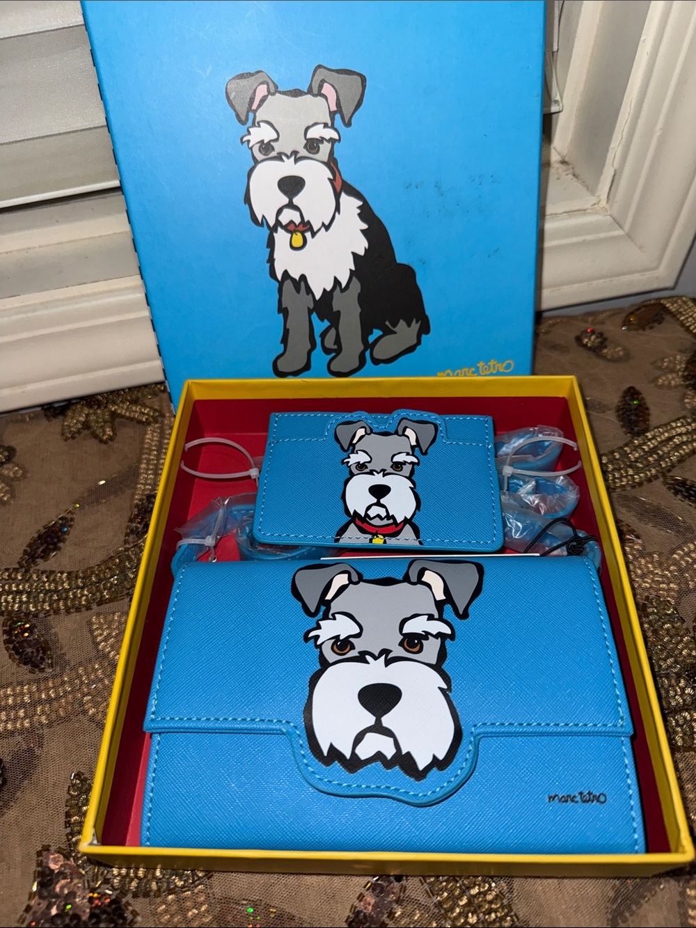 Marc Tetro  2  pieces Blue Schnauzer Card Holder and Wallet Set